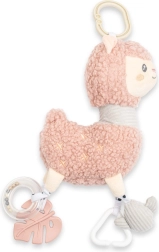 Плюшена играчка лама с вибрация, дрънкалка и гризалка NEW BABY