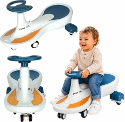 Children's gravity ride-on Swing Fix S4 with LED wheels and music – Blue and white