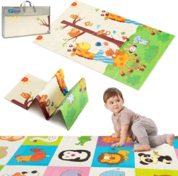 Humbi двустранна сгъваема пяна подложка XPE 120 × 180 с животни и жирафи