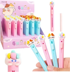 Retractable eraser with cat figurine – blue or pink