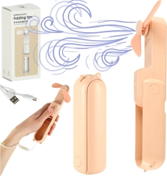 Мини сгъваем настолен вентилатор с USB, розов