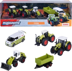 Majorette Claas Farm комплект от 5 превозни средства – трактори, ремарке и Volkswagen