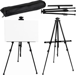 Metal outdoor painting easel (sztaluga), tripod with carrying case, black 158 cm
