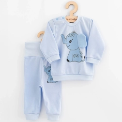 Бебешки комплект тениска и панталонки new baby happy elephant син 62 (3–6 м)