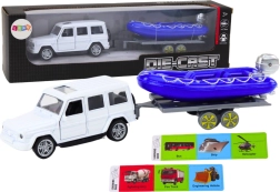 Офроуд автомобил с ремарке и моторна лодка