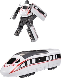 Metal robot convertible high-speed train white