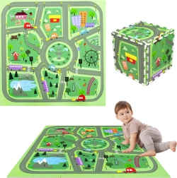 Пяна постелка Humbi градски улици 90 × 90 см, 9 части