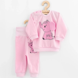 Infant set T-shirt and sweatpants New Baby Happy Elephant pink 56 (0–3 m)