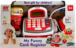 Детска каса с лента и аксесоари, бяла