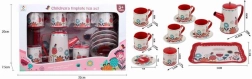Metal tea set with floral pattern