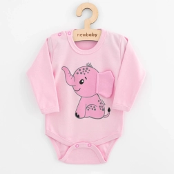 Baby long-sleeve bodysuit NEW BABY Happy Elephant pink
