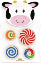 Viga дървена манипулационна табла кравичка Монтесори FSC