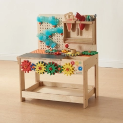 MASTERKIDZ Wooden Montessori STEM Workbench with Tools and Accessories
