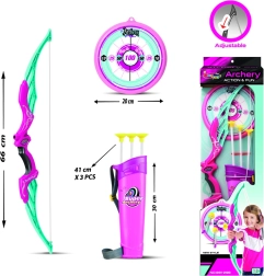 Розов детски комплект за стрелба с лък с аксесоари