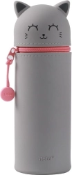 Silicone pencil case tube Cat Lovers gray cat