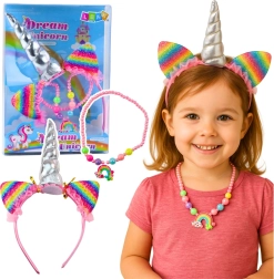 Kids' Set Dream Unicorn – Headband with Horn and Colorful Necklace