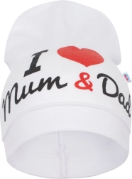Baby cap New Baby I Love Mum and Dad white