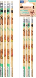 HB pencils with eraser Capybara, 4 pcs