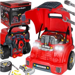 Children's Truck Toy with Disassemblable Engine and Push-Along Car Function