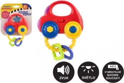 Дрънкалка във форма на кола със светлина и звук, пластмаса, 10 × 11 см, на батерии, 3м+