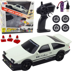 Състезателна кола с дистанционно управление 4WD с сменяеми колела бяла