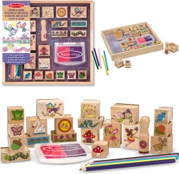 Melissa & Doug creative set wooden stamps Fairy Garden (20 designs, ink pad and crayons)
