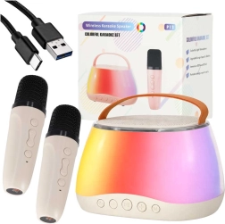 Караоке сет с Bluetooth високоговорител, LED RGB и два безжични микрофона