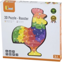 Дървен 3D пъзел Петел с азбука
