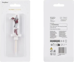 White number 1 birthday candle with marble pattern, 8 cm
