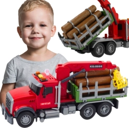 Woopie товарен камион за трупи с въртящ кран, светлини и звуци 1:14