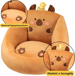Children's plush capybara armchair with duck, brown, 50 x 45 cm