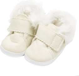 Детски зимни велурени пантофки NEW BABY, бежови, 0–3 месеца