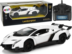 RC кола 1:24 LAMBORGHINI VENENO с LED светлини, бяла