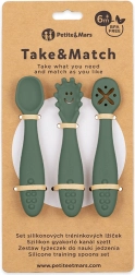 Petite&Mars silicone training spoons Take&Match Misty Green - 3 pcs