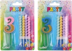 Парти свещ цифра 3 с допълнителни свещички