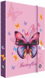 A5 Exercise Book Box Butterfly – purple laminated folder with elastic band