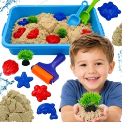 Woopie kinetic sand for water play in a carrying case, 18 pieces