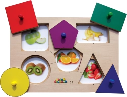 Just Jigsaws Дървен пъзел на дъска Форми и памет 6 части и 4 шаблона