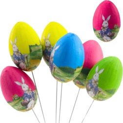 Easter Eggs on Wire with Bunny - Set of 6 pcs