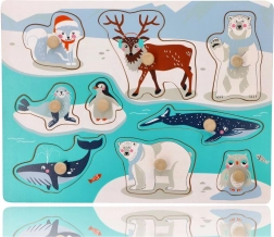 Дървен пъзел с дръжки арктически животни