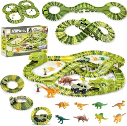Голяма динозавърска състезателна писта с количка и фигурки