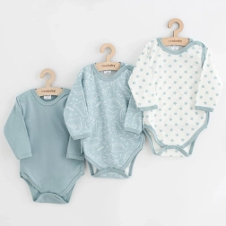 Baby bodysuit, full-snap NEW BABY Classic II, girl, 3 pcs, mint, size 56 (0–3 months)