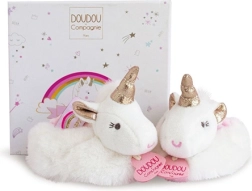 Подаръчен комплект Doudou с ботушки и дрънкалки еднорог