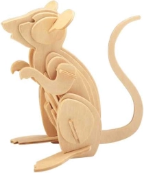 Woodcraft дървен 3D пъзел мишка