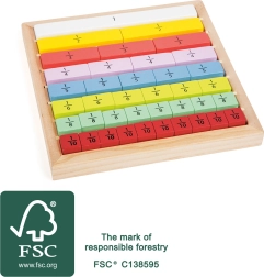 Small Foot образователна табла с дроби от цветно дърво