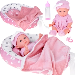 Плюшена кукла бебе с розово гнездо и аксесоари