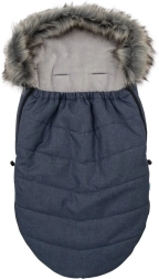 Dark blue NEW BABY children's footmuff with faux fur