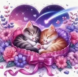 Диамантено рисуване Спящи котенца 30 × 40 см