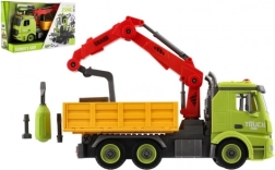 Винтов строителен камион с кран, 31 см, инерция, светлина и звук