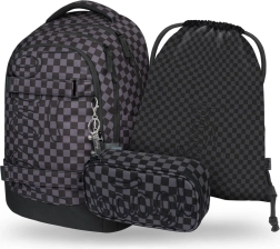 Комплект училищни принадлежности BAAGL Skate Max сив: раница, несесер и торбичка